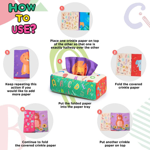 Baby Toys 6 to 12 Months, Toys for 1 years old, Baby Tissue Box Toy, Sensory Toys for 0-6-12-18 Months Infant Newborn Toddlers, Baby Soft Crinkle ...