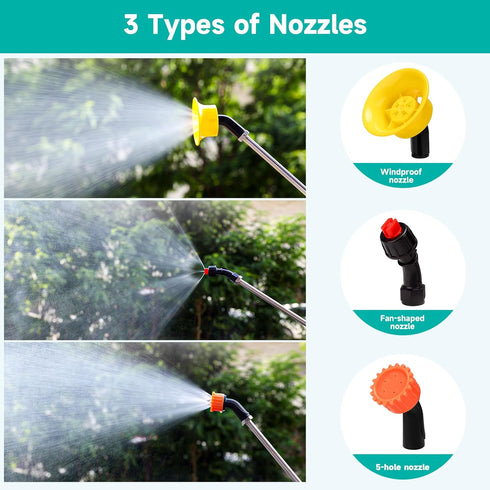 Sprayer Wand with 4 Different Types of Nozzles, Replacement Sprayer Wand with 1/4" & 3/8" Brass Barb for Most Sprayer Hoses, Built-in Stainless St...