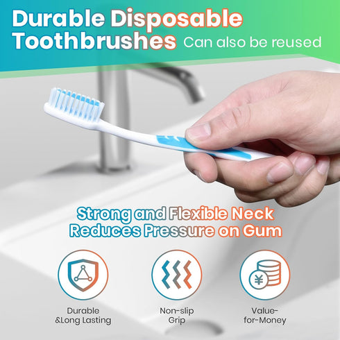 30 Pack Bulk Toothbrushes with Covers, Individually Wrapped Tooth Brush Pack for Adults & Kids, Disposable Toothbrush Medium Soft for Travel, Dona...