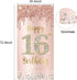 16th Birthday Door Banner Decorations for Girls, Pink Rose Gold Sweet 16 Birthday Door Cover Backdrop Party Supplies, Large Happy Sixteen Year Old...