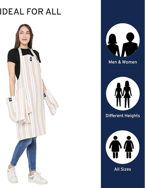 Encasa Chef Kitchen Apron for Men & Women | 27x33 in | Durable Cotton | 1 Pocket & 1 Towel Holder | Adjustable Strap and Waist Ties for Optimal Fi...