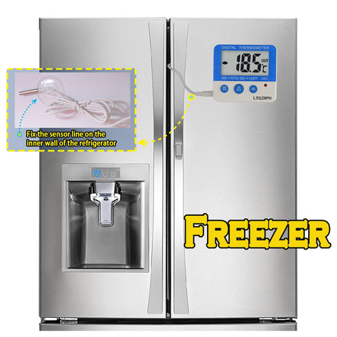 Fridge Freezer Thermometer Max/Min Memory LXSZRPH High & Low Temperature Alarms Settings with LED Indicator Digital Refrigeration Thermometer with...