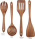 Wooden Cooking Utensils Set 4-Piece Wood Kitchen Utensil Set for Non Stick Cookware Wooden Spatula,Fork,Turner,Ladle,Strainer Spoons...