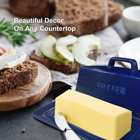 Gute Butter Dish with Lid for Countertop, Covered Ceramic Butter Dish, Butter Tray Storage for 1 Stick of Butter, Butter Keeper Container with Han...