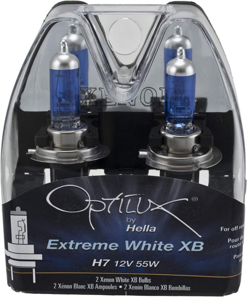 HELLA H71071362 Optilux XB Series H7 Xenon White Halogen Bulbs, 12V, 55W, 2 Pack...