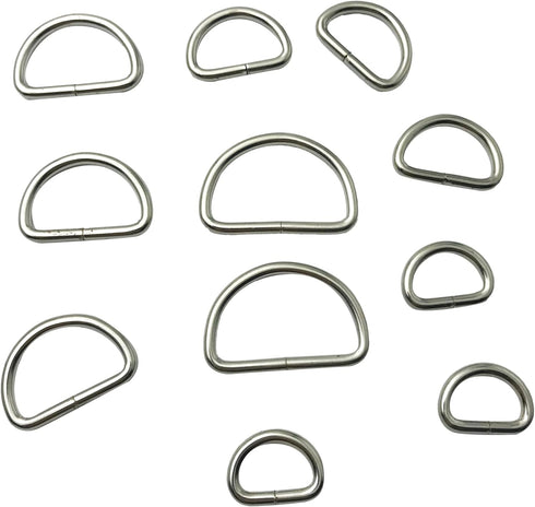 SYSOLYWIN 50Pcs 5/8 inch Silver Multi-Purpose Metal D Ring Semi-Circular D Ring for Hardware Bags Ring Hand DIY Accessories (15mm) A1196...