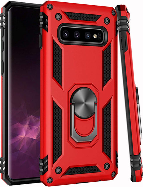 LUMARKE Samsung Galaxy S10 Plus Case, Red, Military Grade, 16ft. Drop Tested, Magnetic Ring Kickstand, Compatible with Car Mount Holder Protective...