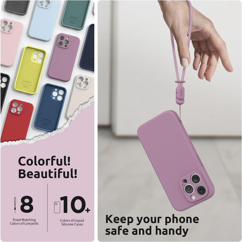 SURPHY Designed for iPhone 15 Pro Max Case with Screen Protector and Lanyard, Phone Strap and Liquid Silicone Phone Case (Camera Protective + Soft...