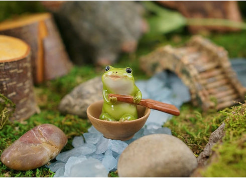 Top Collection Miniature Fairy Garden and Terrarium Frog Rowing Boat Figurine, Green...