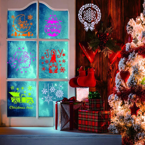 36 Pcs Christmas Stencils Template Large Christmas Snowflake Painting Stencils Reusable Snowman Template for DIY Cards Crafts Drawing on Wood Pape...
