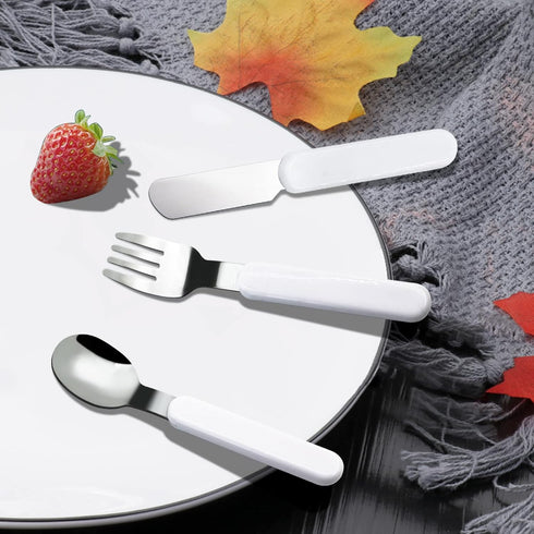 VANRA 3-Piece Children Knife Spoon Fork Set 18/10 Stainless Steel Child Flatware Set Kids Utensils Set with Case for Lunch Box (Fork Spoon Knife C...