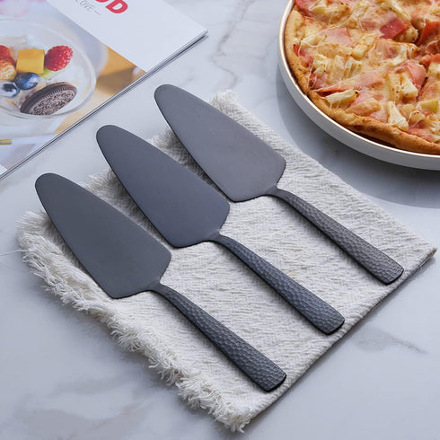 Matte Black Cake Pie Server, 9.4-inch Stainless Steel Heavy Duty Pizza Spatula, Satin Finish, Set of 3...