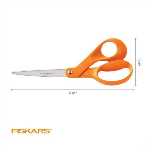 Fiskars Original Orange-Handled Scissors - Ergonomically Contoured - 8" Stainless Steel - Paper and Fabric Scissors for Office, Arts, and Crafts -...