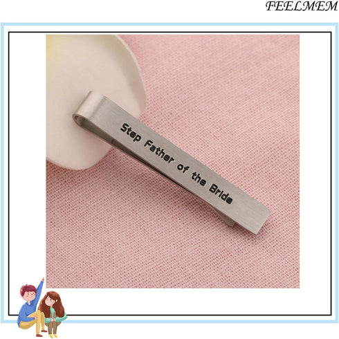 FEELMEM Step Father of The Bride Gifts Stepdad Wedding Gift DNA Does Stainless Steel Tie Clips Gift For Stepfather From Bride...