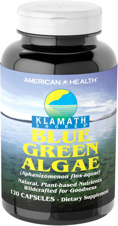 American Health Klamath Shores Blue Green Algae Capsules - Fresh Water Phytonutrient-Rich Algae Superfood Supplement - Pesticide-Free - 120 Total ...