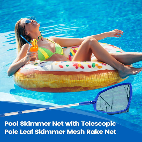 Pool Skimmer Net - 5 Foot Pool Net with 5 Connecting Aluminum Pole Sections...
