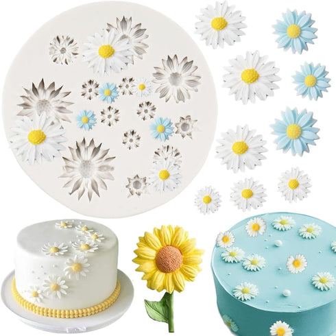 Daisy Flower Fondant Mold Flower Candy Silicone Molds For Cake Decoration Cupcake Topper Chocolate Cupcake Topper Sugar Craft Polymer Clay Gum Pas...