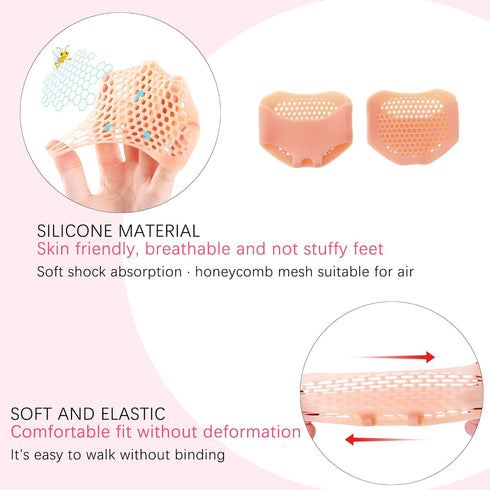 7Pairs Metatarsal Pads,Ball of Foot Cushions Reusable Breathable and Soft Gel Forefoot Pads Foot Sleeve Pad,Mortons Neuroma,Relief Pain and Preven...