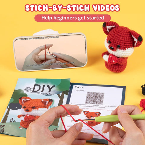 HTVRONT Beginner Crochet Kit for Adults - Complete Crochet Kits with Step by Step Video Tutorials, Amigurumi Crochet Kit with Yarns, Hook, Accesso...