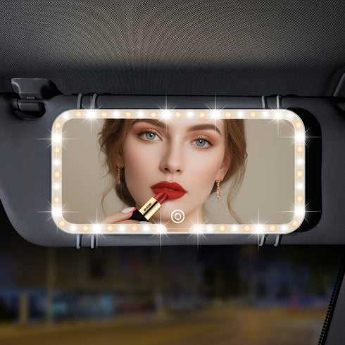 Car Sun Visor Vanity Mirror Rechargeable LED Light Makeup Mirror for Car with 3 Light Modes Innovative Car Mirror Accessories...