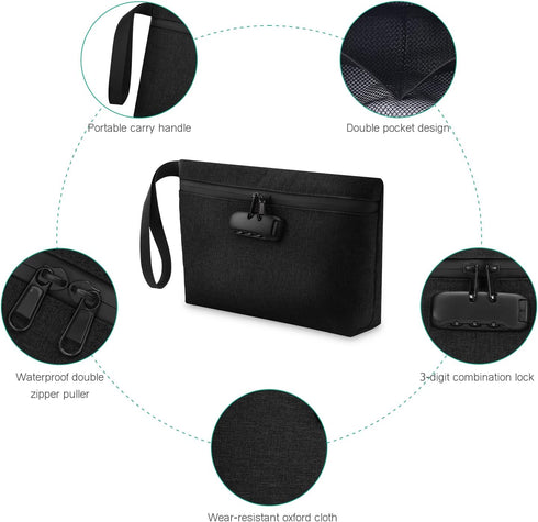 ORIA Waterproof Handbag with Lock, Black, for Travelers, Adults, Handbag...