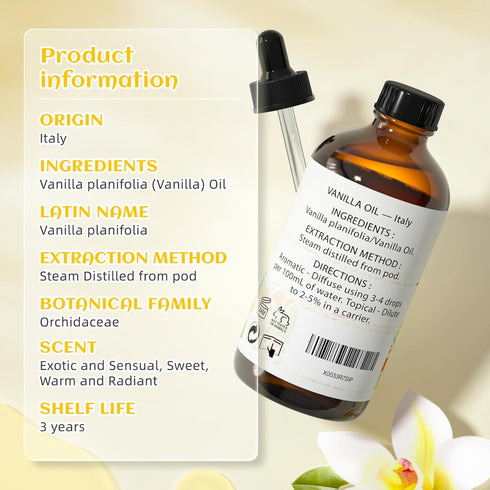 EVOKE OCCU Vanilla Essential Oil 4 Fl Oz, Pure Vanilla Oil for Skin, Diffuser, Aromatherapy - 118ml...