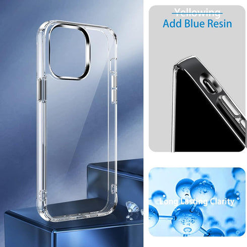 JJGoo Compatiable with iPhone 13 Pro max Case Clear, Transparent Shockproof Phone Case, Slim Anti-Scratch Hard PC Back Protective Cover Bumper, Cl...