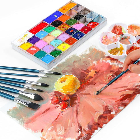 Transon 10pcs Natural Watercolor Paint Brush Set Professional for Watercolor Acrylic Ink Gouache Tempera Blue Color...