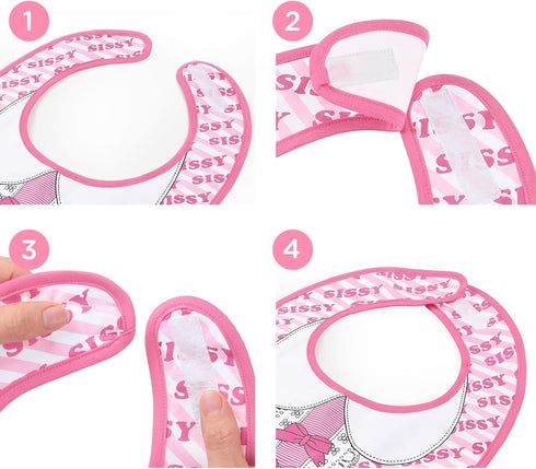 Littleforbig Cotton Waterproof Babydoll Printed Adult Bib with Adjustable Velcro Closure - Pretty in Pink Sissy Bib...