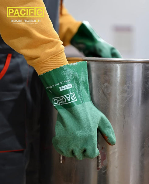 PACIFIC PPE 3 Pairs Nitrile Chemical Resistant Gloves, Chemical Gloves, Heavy Duty Industrial Safety Work Gloves, Resist Acid, Alkali, Solvent, Oi...