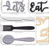 Yerliker 5 Pcs Let's Eat Sign, Wooden Fork Spoon Knife Sign Wall Decor, Rustic Cutout Eat Grey Kitchen Decor for Home Dining Living Room Bar Cafe ...