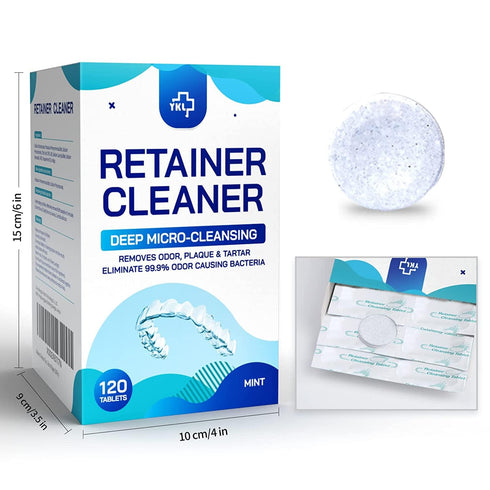 Retainer & Denture Cleaner Tablets - 4 Months Supply (120 pcs) Dental Retainers for Aligner - Mouth & Night Guards - False Teeth Whitening - Remov...