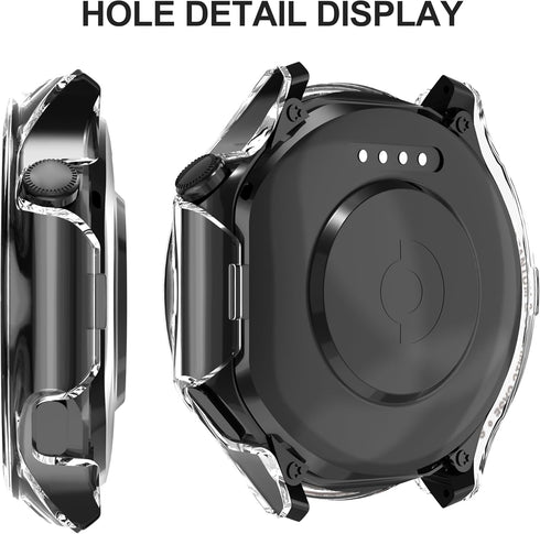 Suoman 2-Pack for Oneplus Watch 2 Case,2.5D 9H Ultra-thin Tempered Glass PC Screen Protective Case Cover for Oneplus Watch 2 (Clear+Clear)...