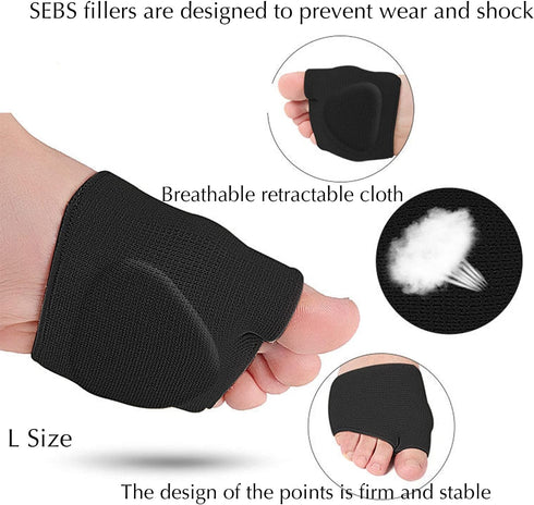 2 Pairs Ball of Foot Cushions-Metatarsal Sleeve Pads Soft and Comfortable Forefoot Metatarsal Pads with Gel Pads Forefoot Pads for Women and Men F...
