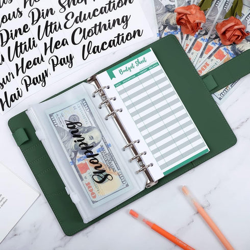 SKYDUE Budget Binder, Money Saving Binder with Zipper Envelopes, Cash Envelopes and Expense Budget Sheets for Budgeting (DarkGreen)...