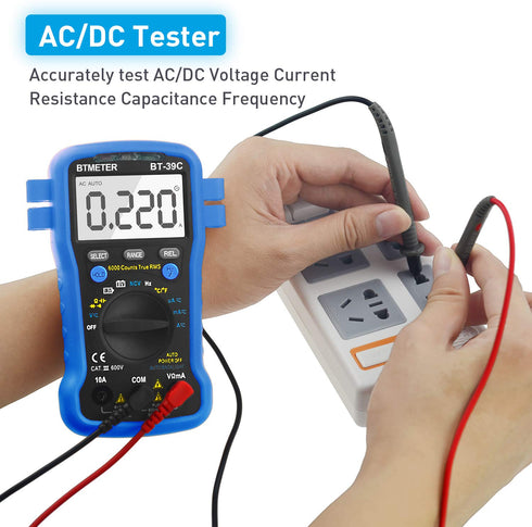 BTMETER BT-39C True RMS Multimeter, Auto Range Digital Avometer 6000 Counts Accurate Measures AC/DC Amps, Volts, Ohms, Capacitance,Frequency with ...