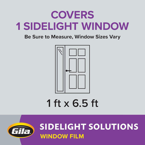 Gila Privacy Décor Frosted Glass Sidelights Entryway Residential Window Film DIY Static Cling No Glue No Adhesive 1ft x 6.5ft (12in x 78in) (6.5 s...