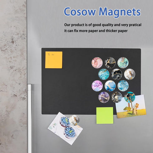Round Fridge Magnets,Marble Glass Strong Refrigerator Magnetic, Perfect Surface Decoration and Cabinet Gift Set for Kitchen, Office Whiteboard, an...