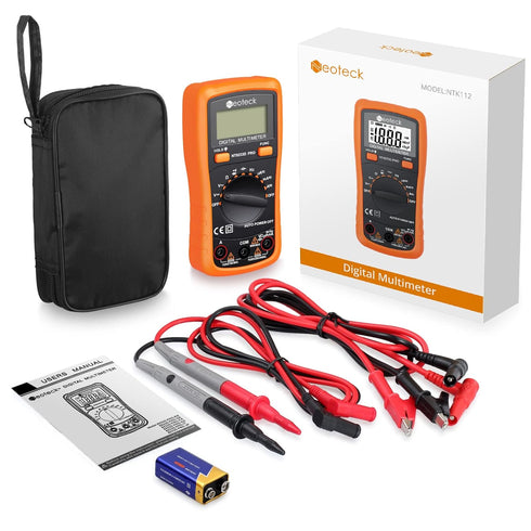 Neoteck Auto Ranging Digital Multimeter AC/DC Voltage Current Ohm Capacitance Frequency Diode Transistor Audible Continuity, Multi Tester with Bac...