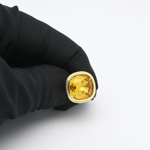 Yellow Zircon Gemstone Cufflinks for Men Lady In Gift Case 14K Gold Plated Square Men's Cufflinks Jewelry Set for Wedding Anniversary Business Par...