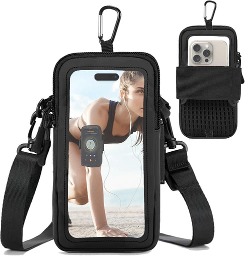 Phone Holder for Running, Walking, and Workout - Adjustable Arm Band Armband for iPhone and Cell Phones - Clear Crossbody Phone Pouch Purse with S...