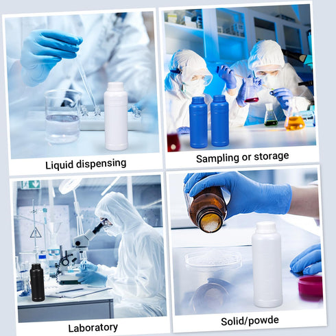 PE Plastic Food Grade Bottles, Wide Mouth Lab Reagent Bottle, Liquid/Solid Sample Seal Sample Storage Container Chemical Bottle (Black, 17oz)...