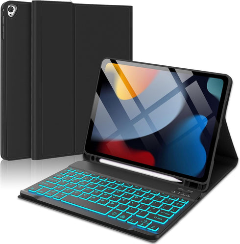 KVAGO Keyboard Case for iPad 10.2 - iPad 9th 8th 7th Generation Keyboard Case 2021 2020 2019, 7 Color Backlit Detachable Wireless Bluetooth Keyboa...