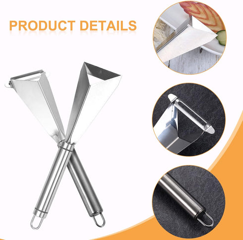 Fruit Carving Knife, 2 Pack Fruit Cutter, Stainless Steel Vegetable Carving Tools, Triangular Shape DIY Carving Knives for Home Kitchen Platter Tr...