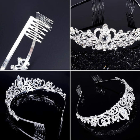 COCIDE Tiara Crystal Crowns Princess Rhinestone Crown with Combs Bride Headbands Bridal Wedding Prom Birthday Party Hair Accessories Jewelry for W...