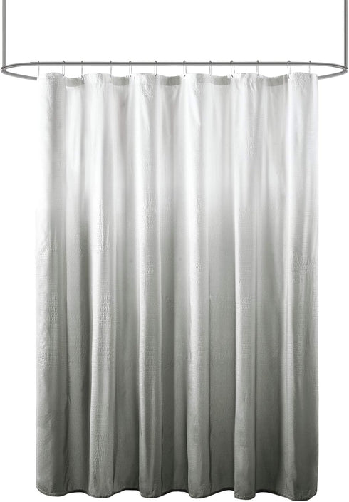 Madison Park Ara Shower Curtain, Seersucker Design Ombre Print, Modern Bathroom Decor, Machine Washable, Fabric Privacy Screen, 72x72, Grey...