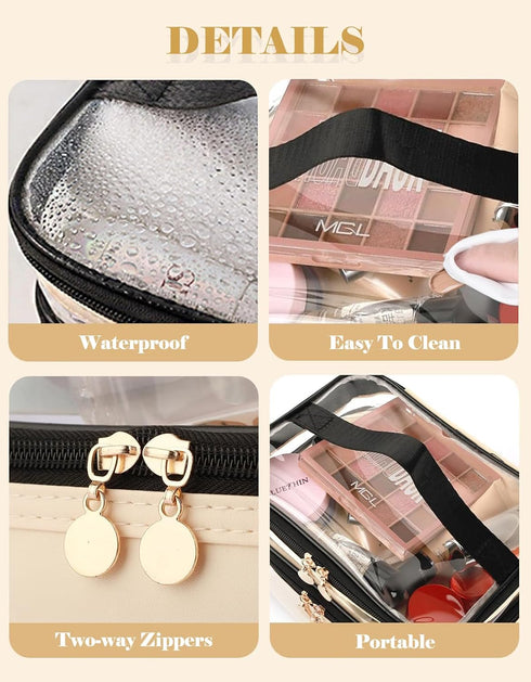 Makeup Bag, Double Layer Cosmetic Case Organizer, Girls Toiletry Bag, Clear Waterproof Cosmetic Bags With Handle, for Women Traveling Accessories ...
