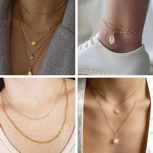 Kyutong 32.8 Feet Gold Plated Stainless Steel Chain for Jewelry Making Thin Embossed Lip Chain Link Necklace Making Supplies with Lobster Clasps J...