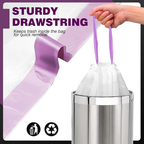 JOYEUX Small Trash Bags 4 Gallon - Drawstring Small Garbage Bags, White Mini Trash Can Liners for Bathroom, Bedroom, Office, Faint Scented, 45 Cou...
