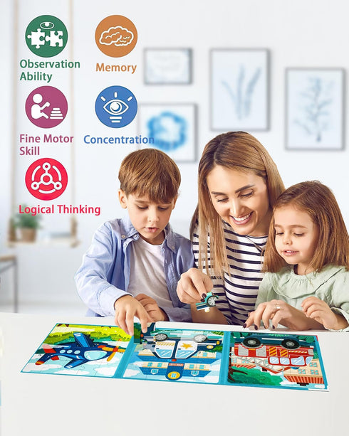 Magnetic Puzzles for Kids 2-4, Travel Puzzles Games for Kids Ages 3-5, Jigsaw Puzzle Book Activities Toy for Kids Boys Girls Ages 3 4 5 in Car, Le...